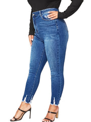 High Rise Ripped Carrot Cut Skinny Jeans Women's Plus