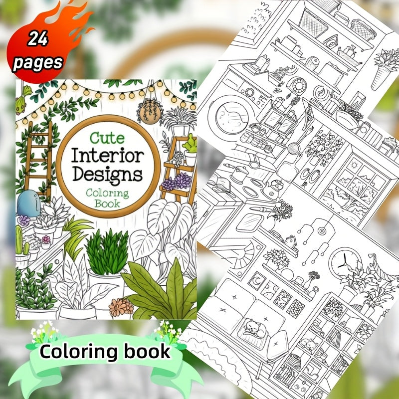 Home Themed Adult Coloring Book 24 Pages Perfect Gift Holidays Birthdays