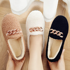 Solid Synthetic Warm Flat Shoes for Women