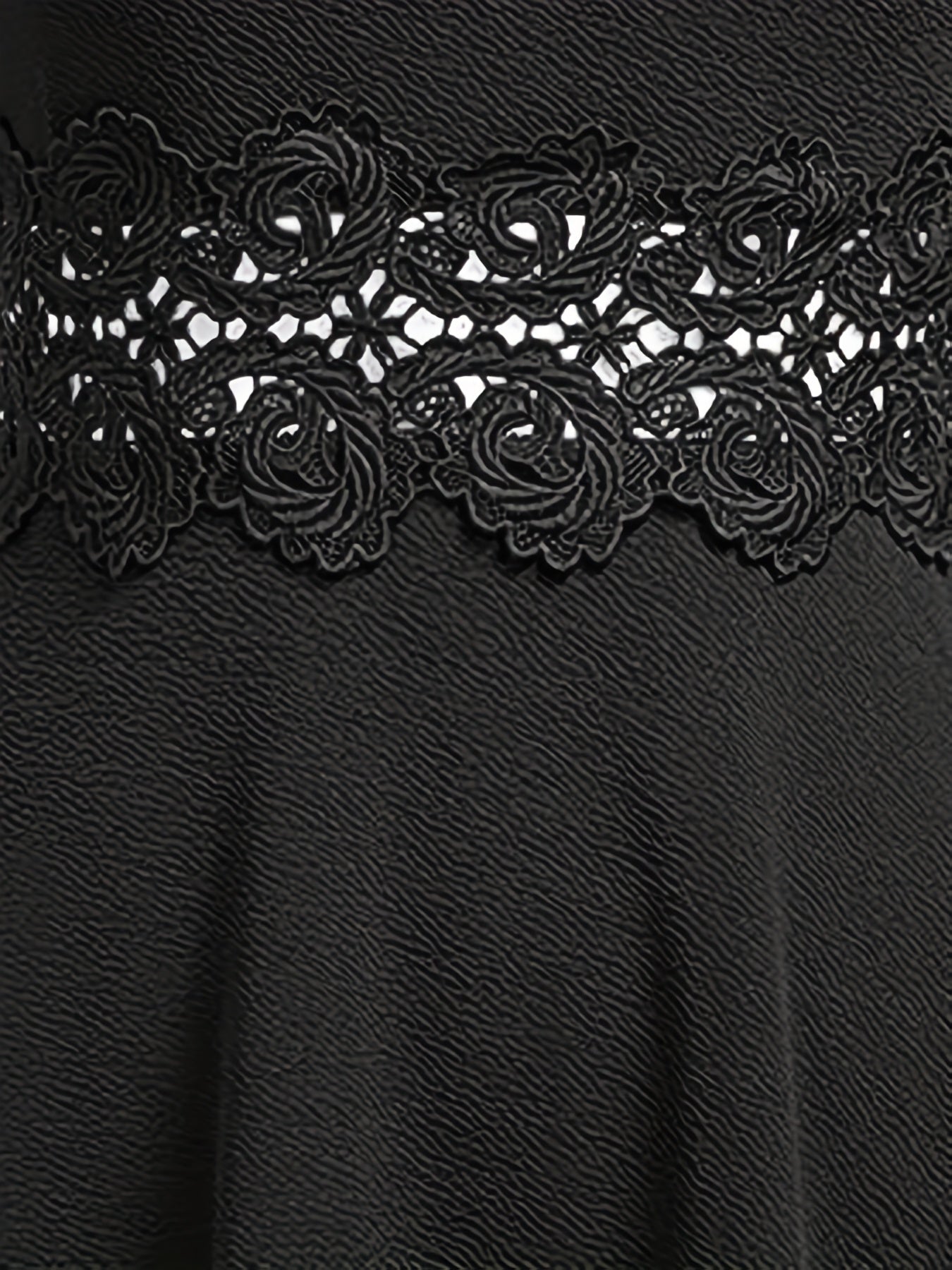 Lace Solid Dress Ruffle Sleeve V Neck Dress Women's Clothing
