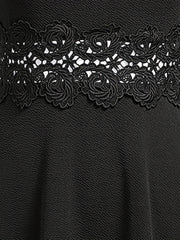 Lace Solid Dress Ruffle Sleeve V Neck Dress Women's Clothing