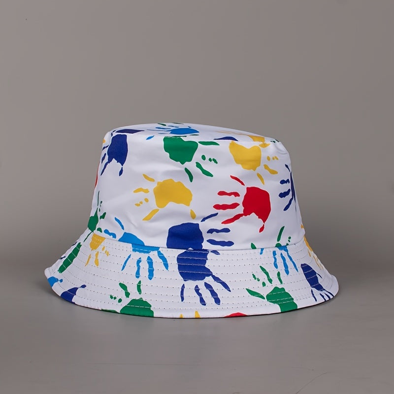 Colorful Palm Print Bucket Hat Fishermen Hat Unisex Sun Hat