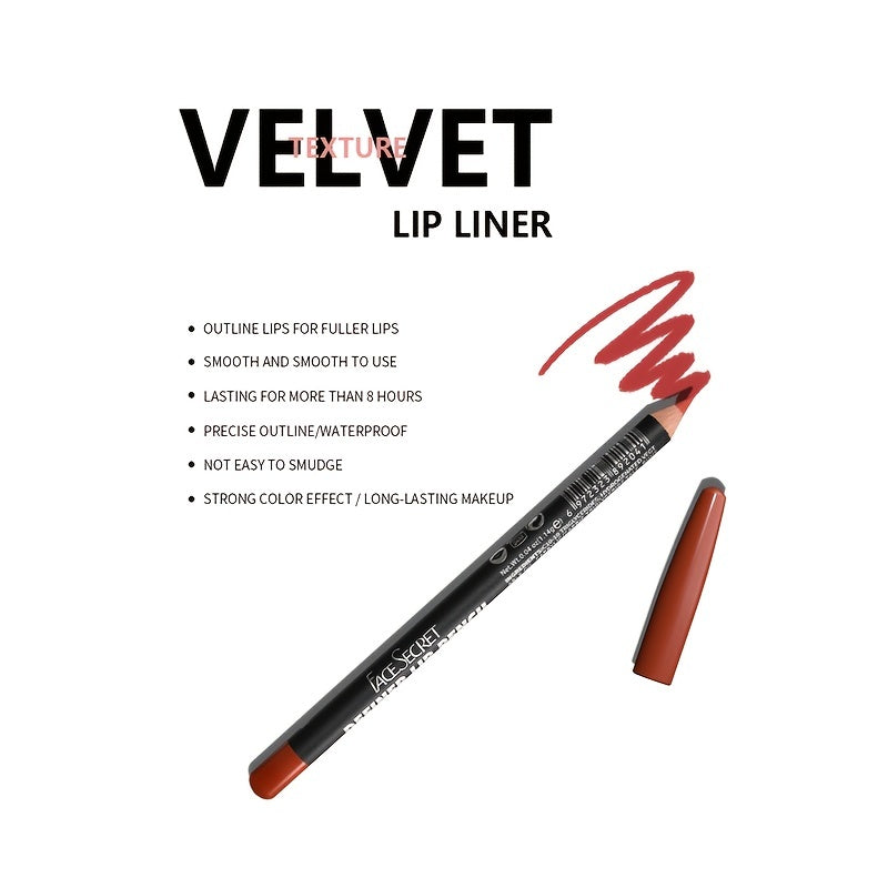 Matte Wooden Lip Liner Pencil Velvet Lipstick Pen Long Lasting