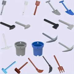 12pcs Farm Playset w/ Shovel, Bucket & Tools for DIY Scene Building
