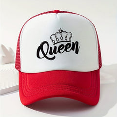 Queen Crown Print Trucker Hat Mesh Breathable Baseball Cap for Women