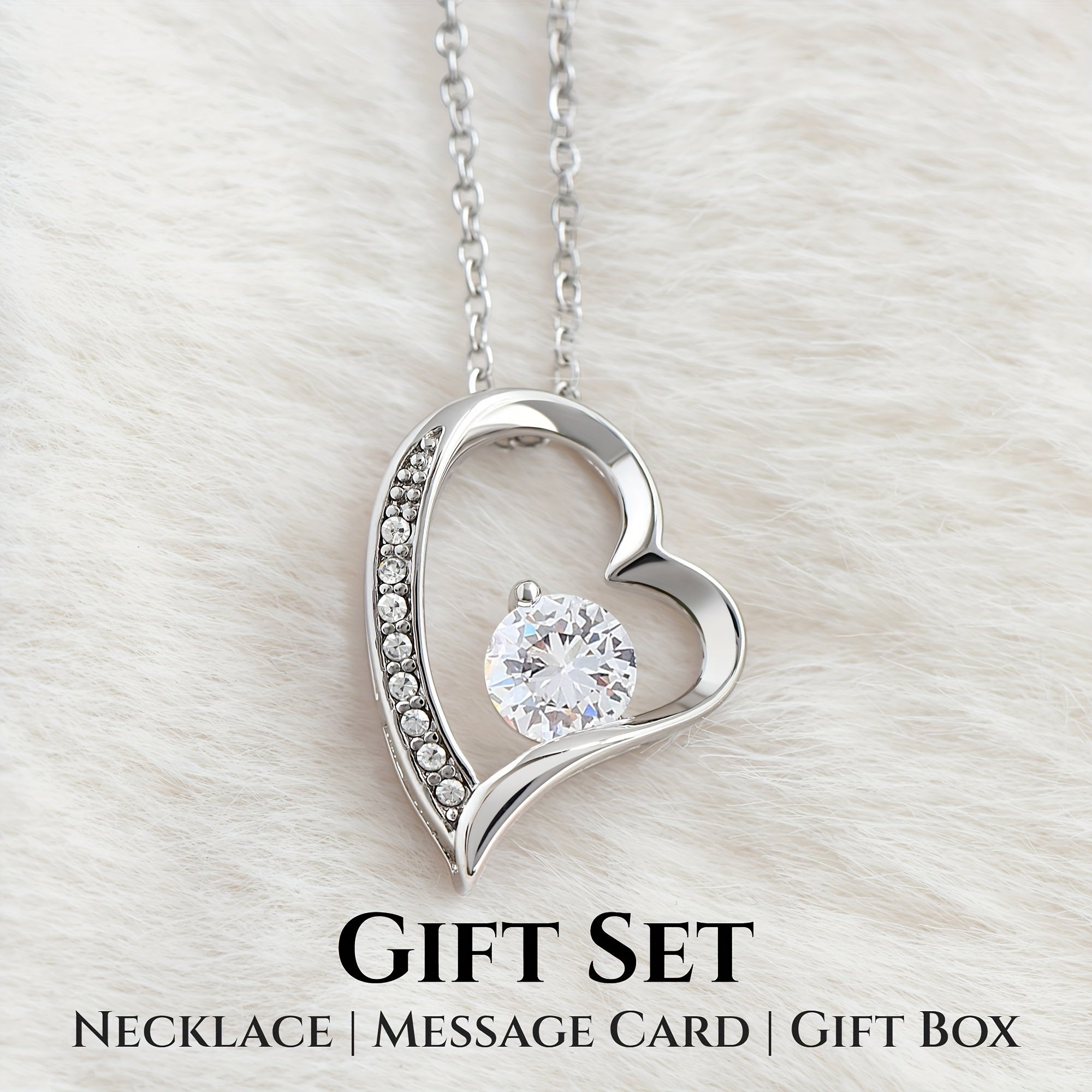 Grandmother Gift Necklace Cubic Zirconia Heart Pendant