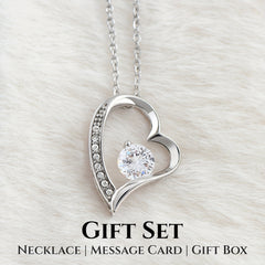 Grandmother Gift Necklace Cubic Zirconia Heart Pendant