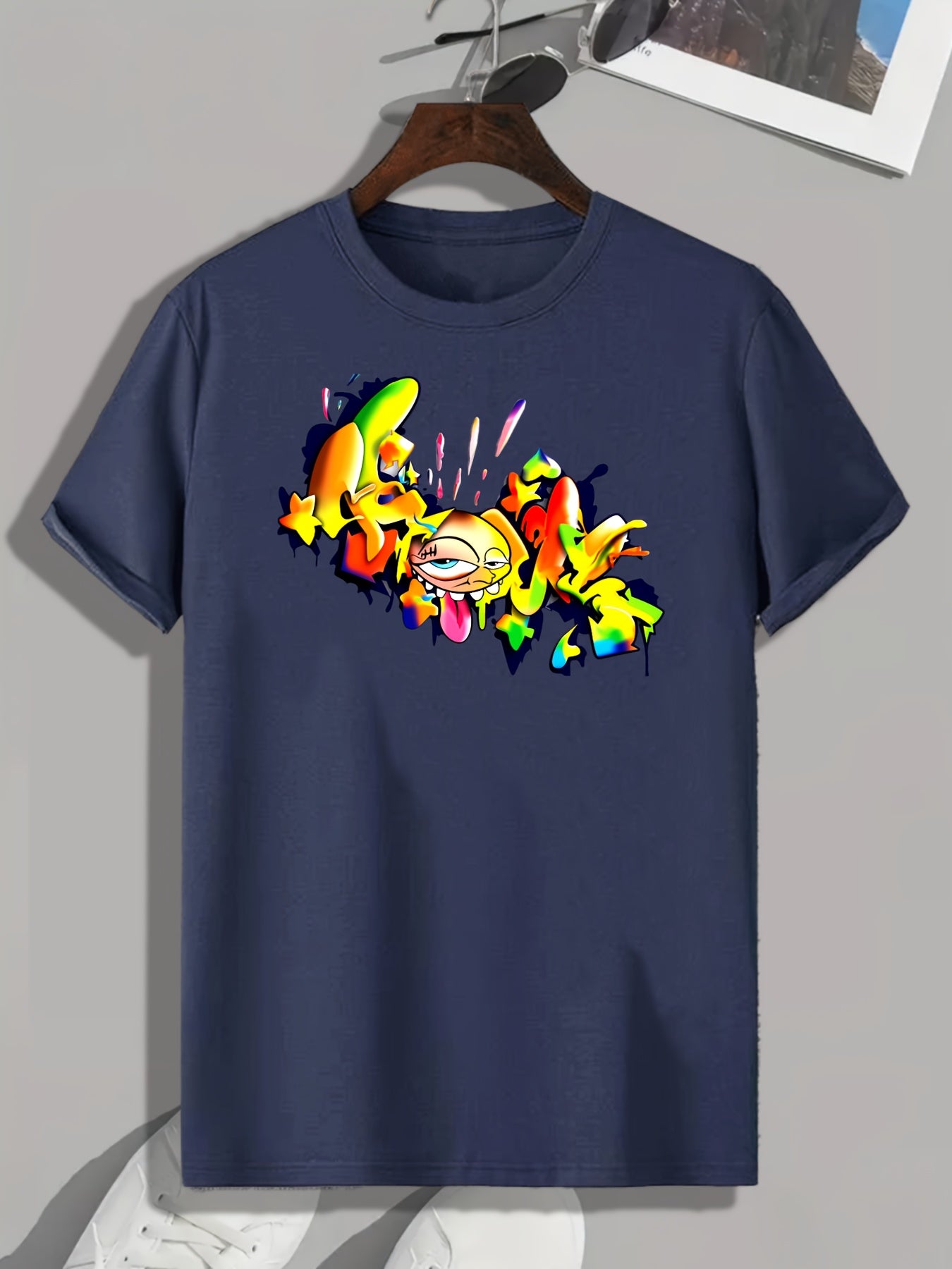 Pattern Print Men's Comfy Sports T-shirt Graphic Tee Summer Outdoor Clothes