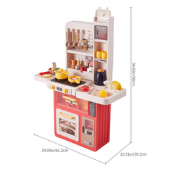 Kitchen Playset Pretend Food Toy Set w Real Sounds & Light Play Sink Stove