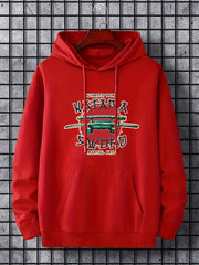 Japanese Sword Print Men's Hooded Sweatshirt for Autumn Winter