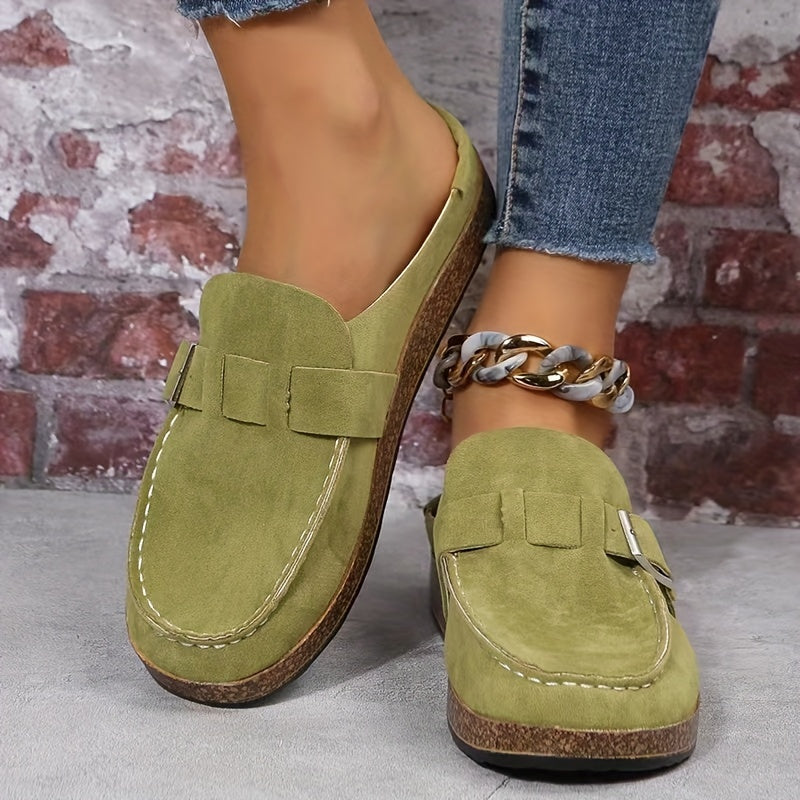 Women's Metal Buckle Loafers Slip On Shoes