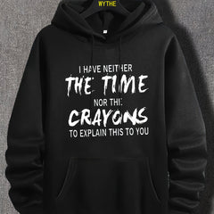 Graphic Print Hoodie with Kangaroo Pocket for Men