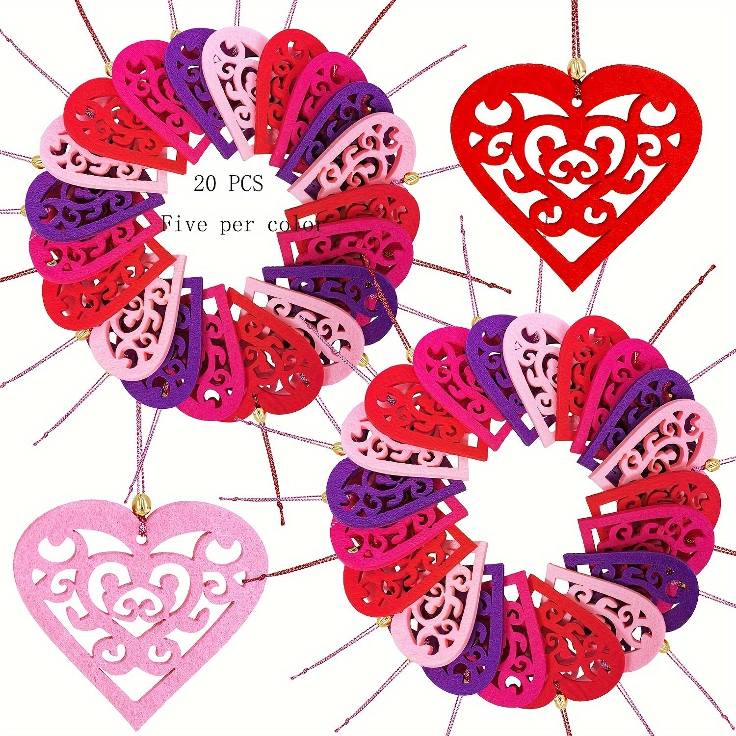 20pcs Christmas Heart Hanging Decoration for Door and Mall Shop