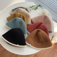 Knitted Bucket Hat Foldable Crochet Cloche Hat Casual Thin Sunscreen Basin Hats