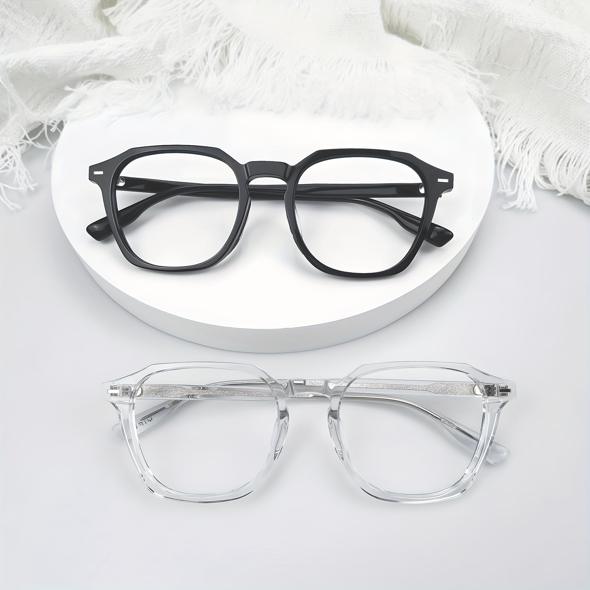 2pcs Men's Light Glasses Unisex Computer Glasses Square Light Glasses