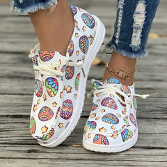 Colorful Pattern Flat Skate Shoes Casual Breathable Non Slip Sneakers