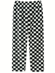 Women's Plus Checkered Print Flannel Warm Home Wear Pants
