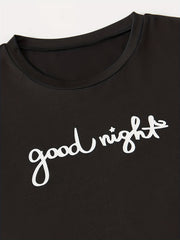 Letter Print Pajamas Set Short Sleeve Top & Bottom Women's Sleepwear