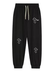 Men's Cross Print Loose Fitted Sweatpants Autumn Casual Pants