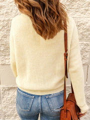 Ribbed Knit Sweater Long Sleeve Button Up Pullover Jumper