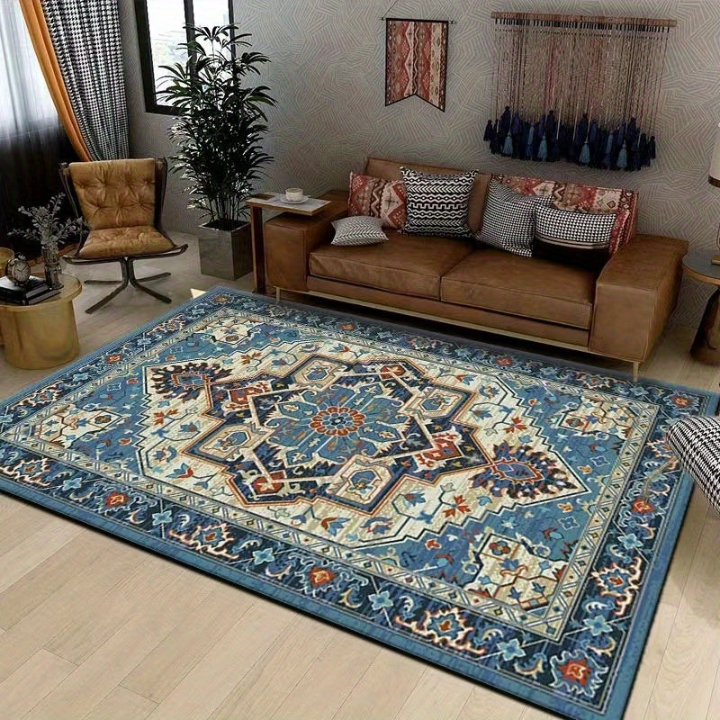 Vintage Boho Area Rug Non Slip Stain Resistant Machine Washable Carpet