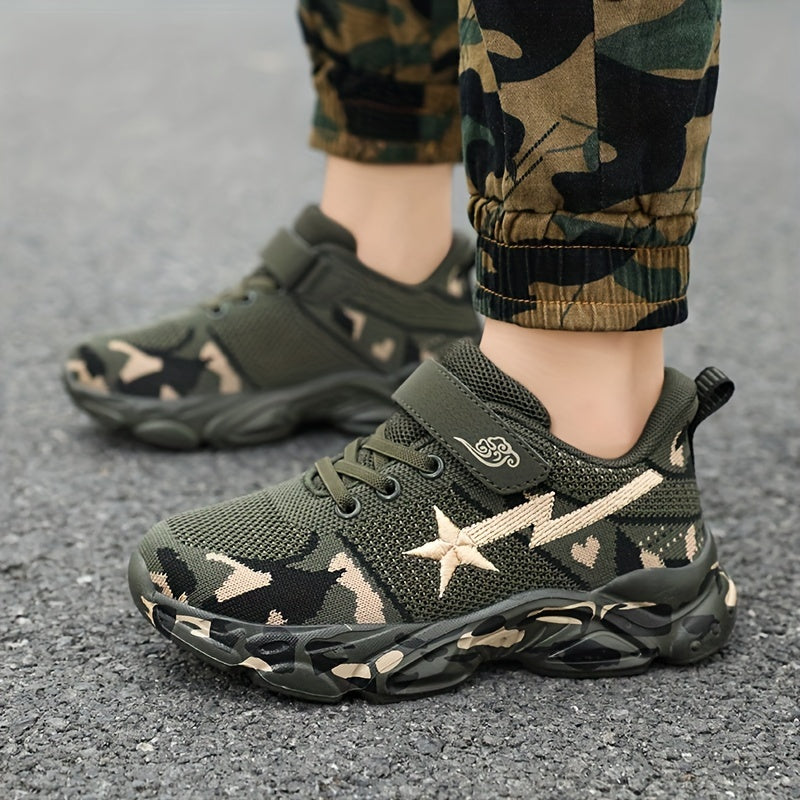 Boy's Camo Military Style Sneakers Comfy Soft Sole Shoes