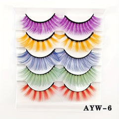 5 Pairs Fluffy Wispy Curly False Eyelashes for Festivals Stage Makeup