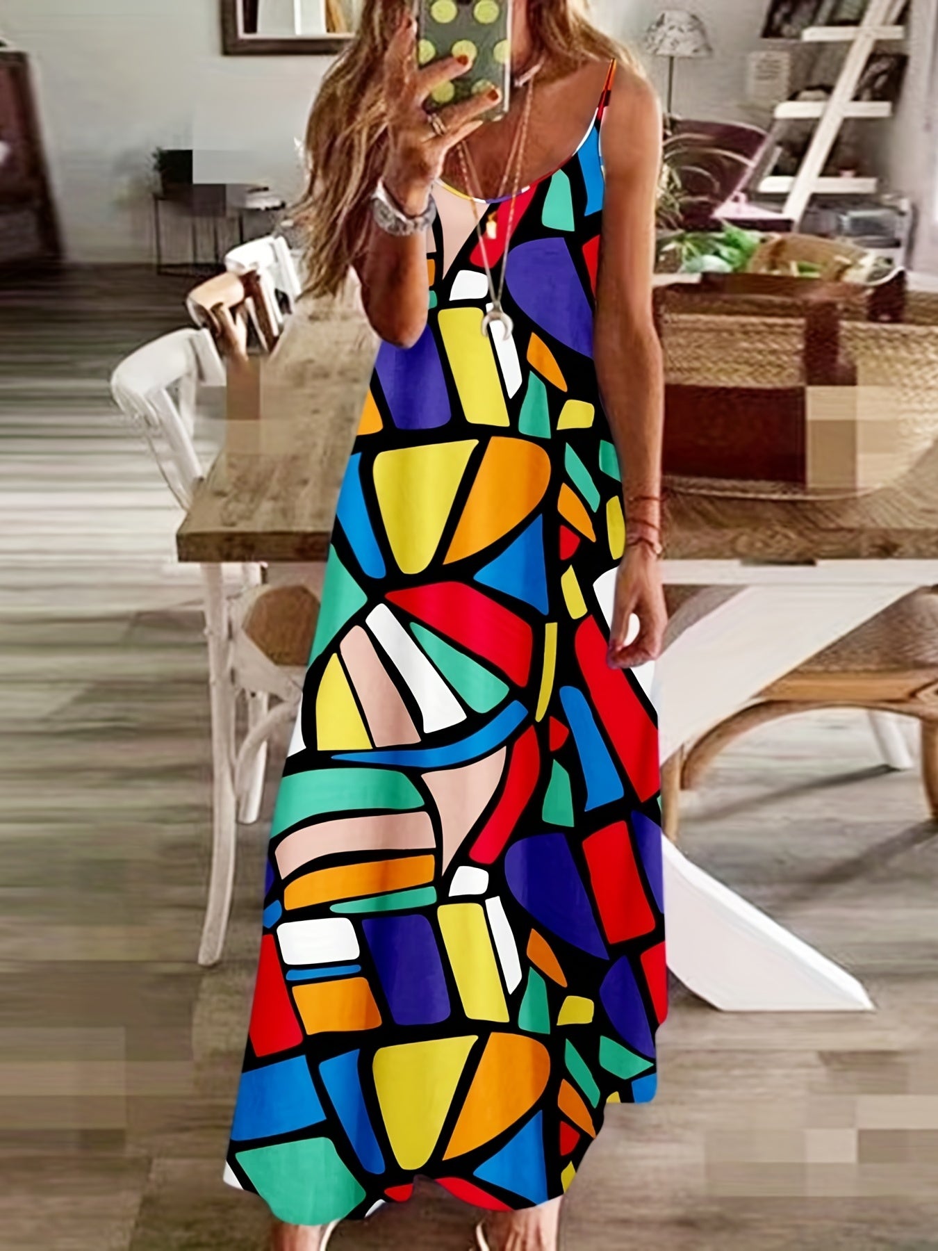 Spaghetti Dress Casual Crew Neck Cami Dress