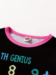 Girl's Math Genius Pajama Set Long Sleeve Top & Pants