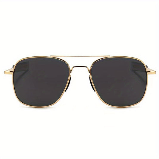 Men's Metal Frame Sunglasses with Tempered Glass Lenses