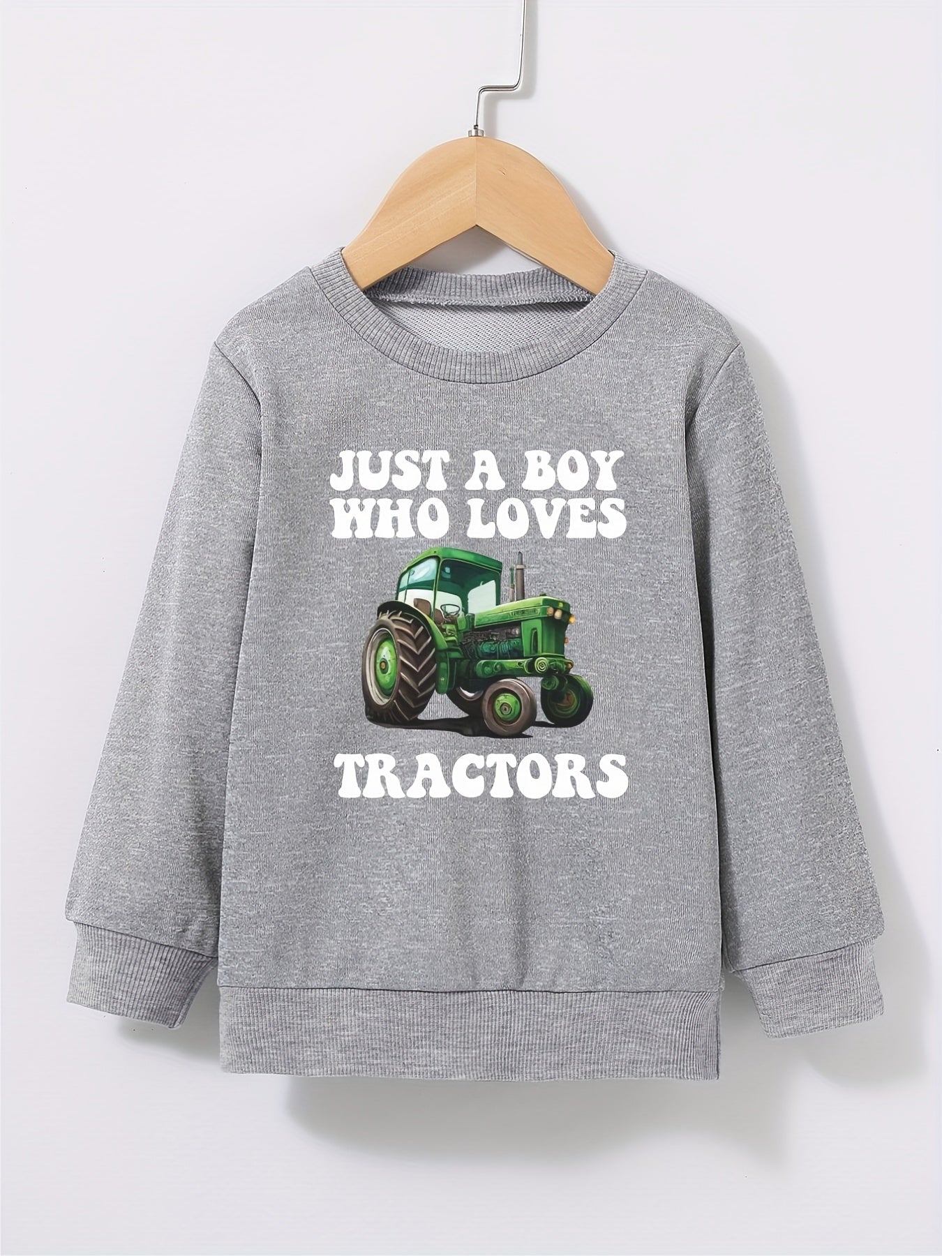 Boys Tractor Print Sweatshirt Round Neck Pullover