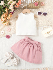 2pcs Baby Girls Tank Top & Skirt Set for Summer