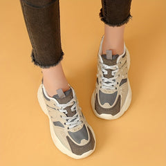 Women's Colorblock Platform Sneakers Height Increasing Sports Shoes