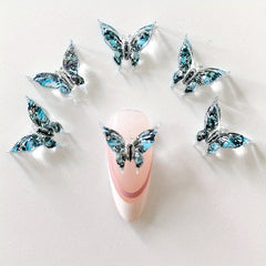 20pcs 3D Butterfly Nail Charms Clear Rhinestones Gradient Nail Art Jewelry