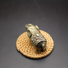 Solid Brass Elephant Keychain Men Handle Antique Pendant