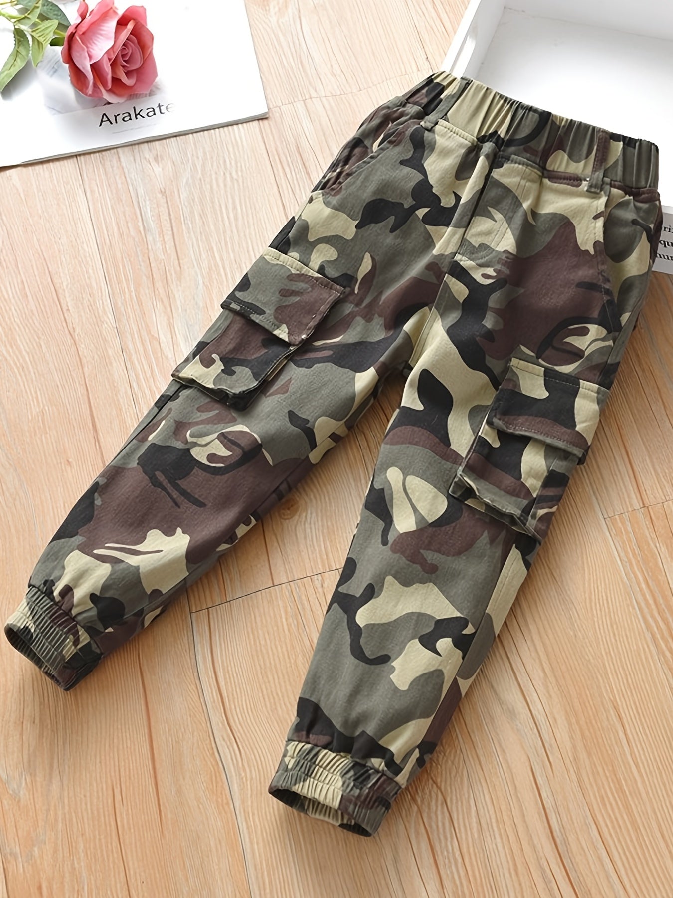 Boys Camo Sports Pants with Pockets
