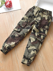 Boys Camo Sports Pants with Pockets