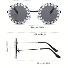 Kids Sun Protection Round Sunglasses with Faux Pearls