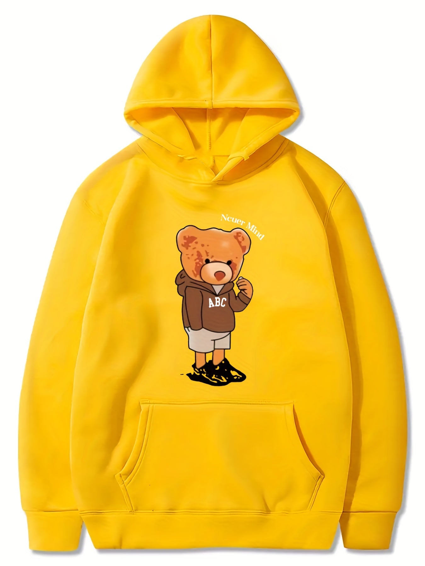 Skateboard Bear & OPTIMISTIC Letter Boys Hooded Sweatshirt