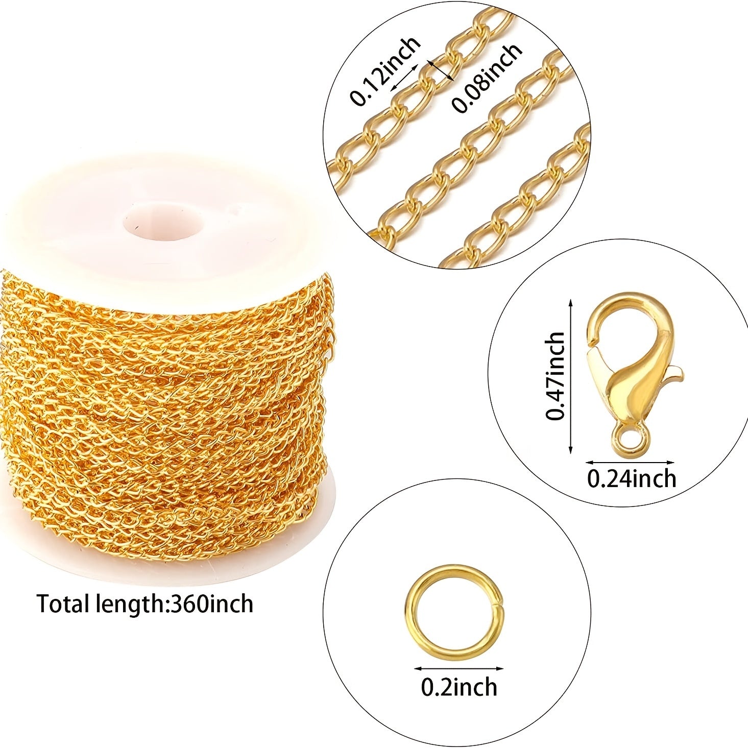 10m 32ft 2mm Double Twisted Chain Necklace Set With Lobster Clasp & Jump Rings