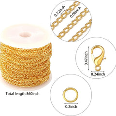 10m 32ft 2mm Double Twisted Chain Necklace Set With Lobster Clasp & Jump Rings