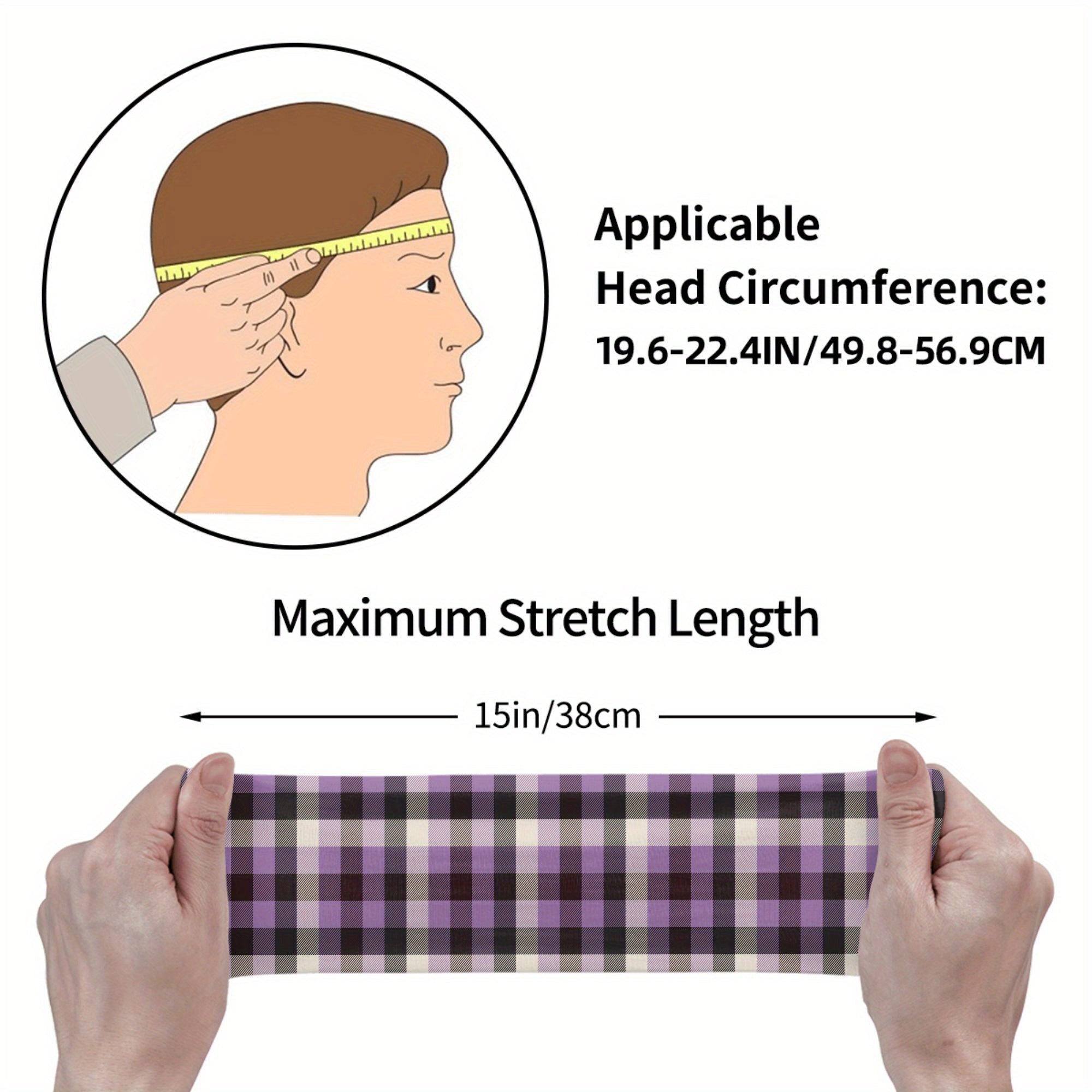 Signature Check Plaid Headband Breathable Comfort Sport Casual Polyester Spandex