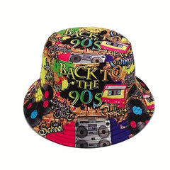 90s Tape Pattern Fisherman Hat Outdoor Sunshade Male Basin Hat