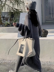 Open Front Loose Knit Cardigan Long Sleeve Sweater