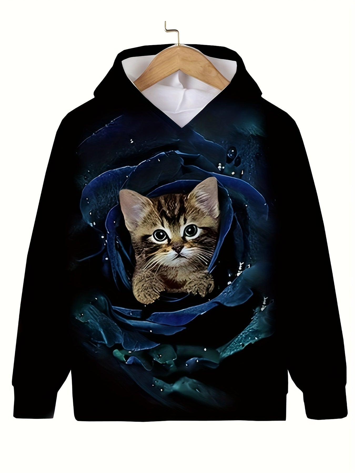 Rose Print Kitten Hoodie for Kids