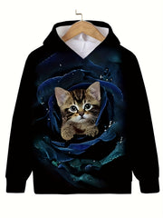 Rose Print Kitten Hoodie for Kids