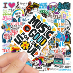 50Pcs Music Doodle Stickers, Waterproof Decorative Stickers for Phone Lap
