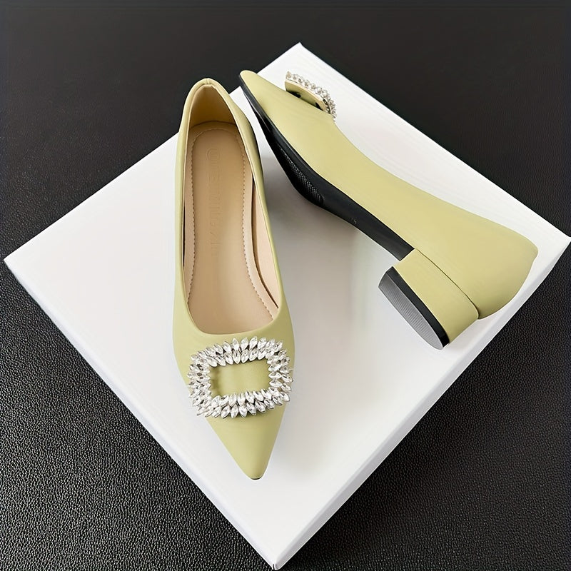 Women's Rhinestone Slip On Point Toe Heel Shoes