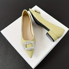 Women's Rhinestone Slip On Point Toe Heel Shoes