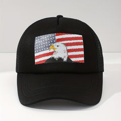Flag Eagle Trucker Hat Printed Mesh Adjustable Baseball Cap Independence Sun Hat